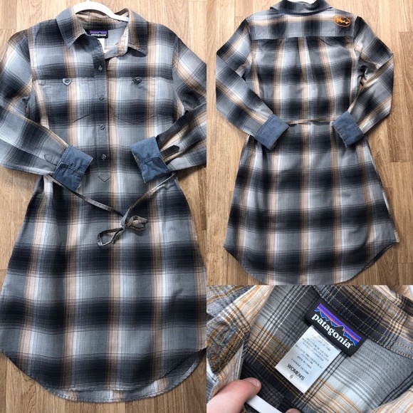 Patagonia Dresses & Skirts - Patagonia Half Button Plaid Shirt Dress Womens 6